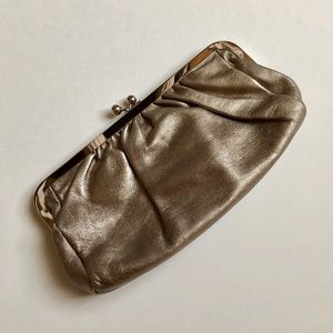Express Metallic Silver Clutch Handbag